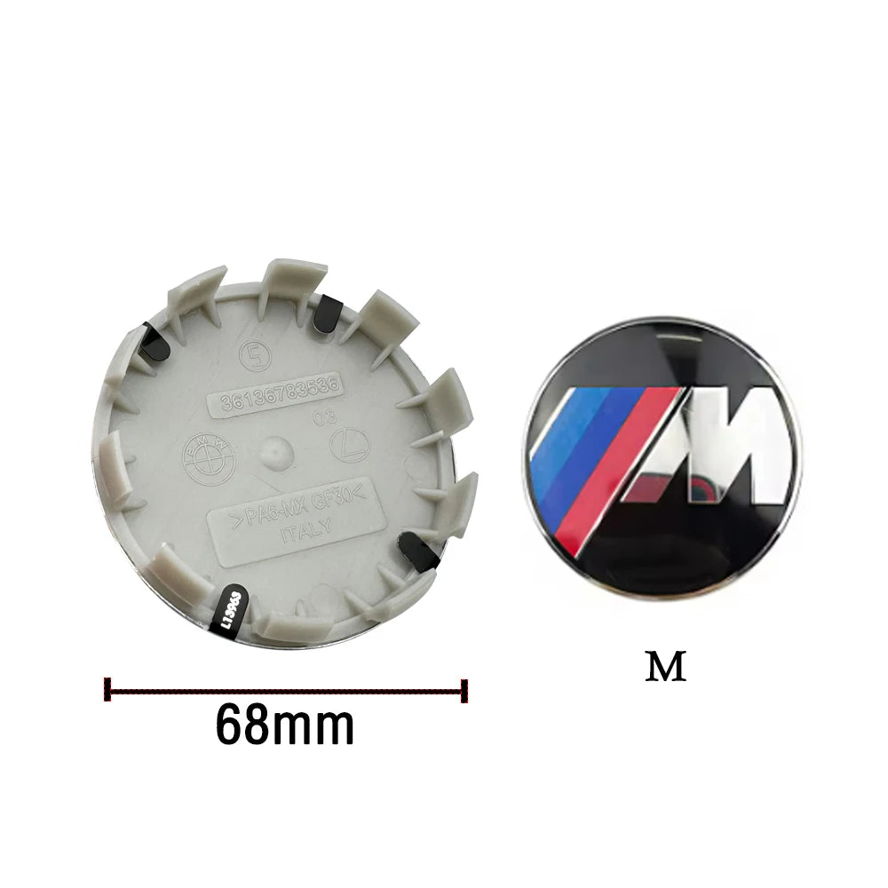 Cache-moyeu de roue BMW 56mm et 68mm bleu blanc noir