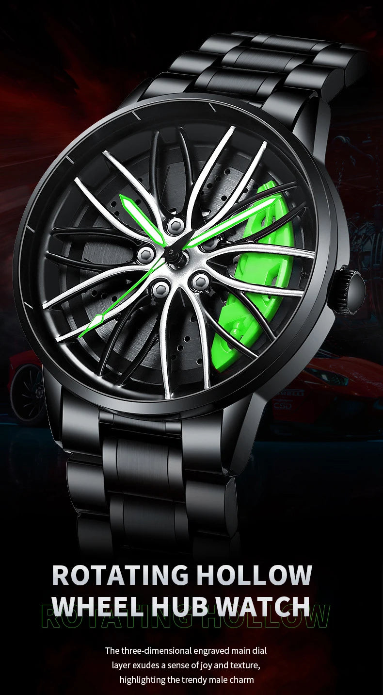 Montre Homme Cadran Jante Sport 3D - Édition Vortex | Acier Inoxydable Étanche