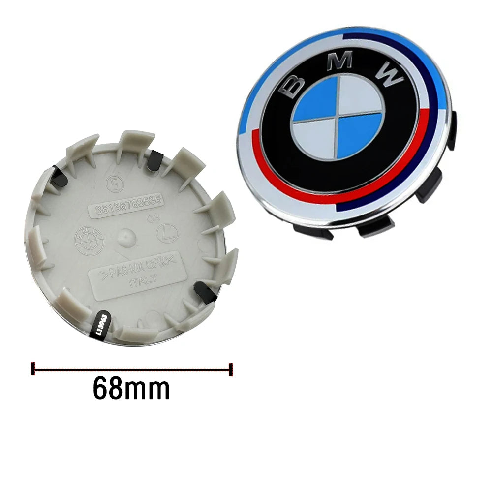 Cache-moyeu de roue BMW 56mm et 68mm bleu blanc noir