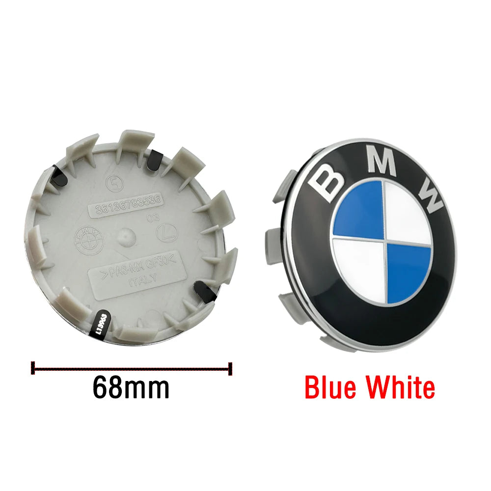Cache-moyeu de roue BMW 56mm et 68mm bleu blanc noir