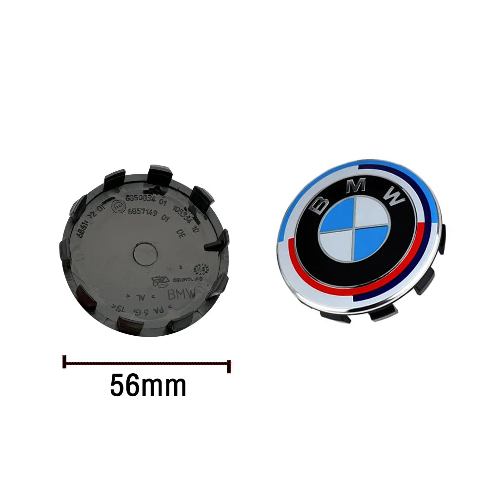 Cache-moyeu de roue BMW 56mm et 68mm bleu blanc noir