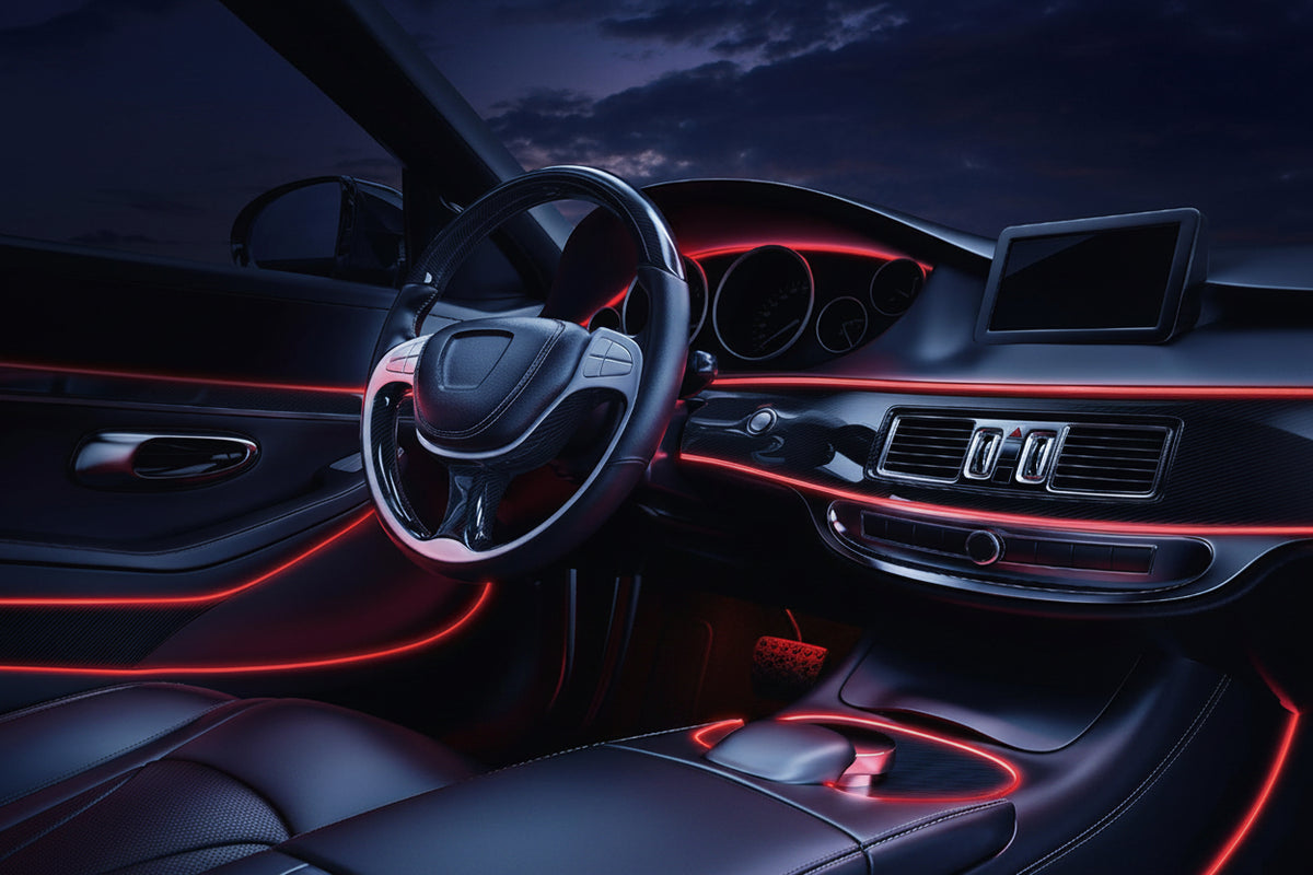Fil néon LED habitacle voiture effet lumineux continu