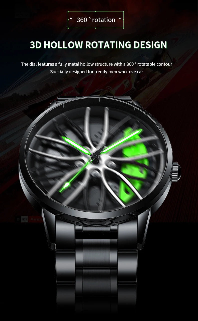 Montre Homme Cadran Jante Sport 3D - Édition Vortex | Acier Inoxydable Étanche