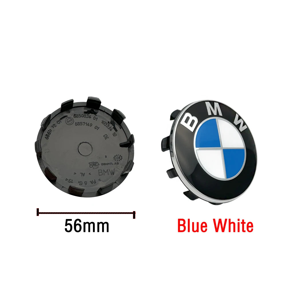 Cache-moyeu de roue BMW 56mm et 68mm bleu blanc noir